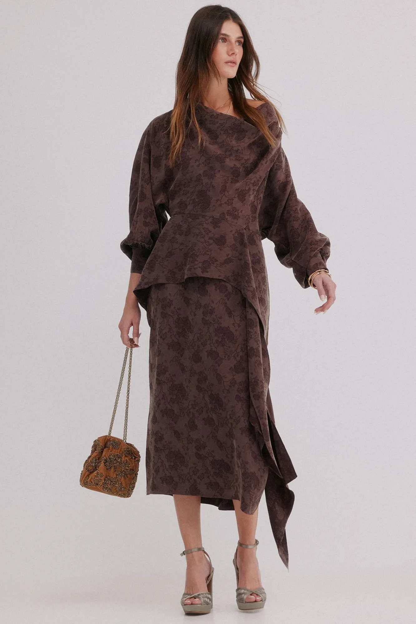 Hoss Intropia Vestidos-Agatha. Vestido jacquard Castanho