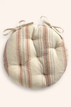 Calma House Almofadas-Almofada redonda riscas para cadeira em tons terrosos Peru vermelho