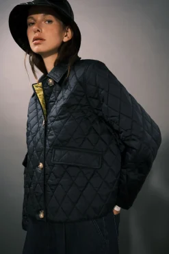 Cortefiel Casacos|Acolchoados E Agasalhos-Anoraque acolchoado com botões Azul