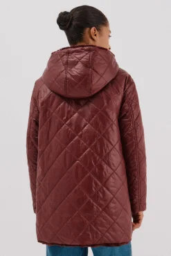 Cortefiel Casacos|Acolchoados E Agasalhos-Anoraque acolchoado reversível com efeito de pele Granada