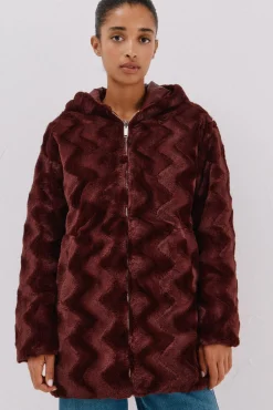 Cortefiel Casacos|Acolchoados E Agasalhos-Anoraque acolchoado reversível com efeito de pele Granada