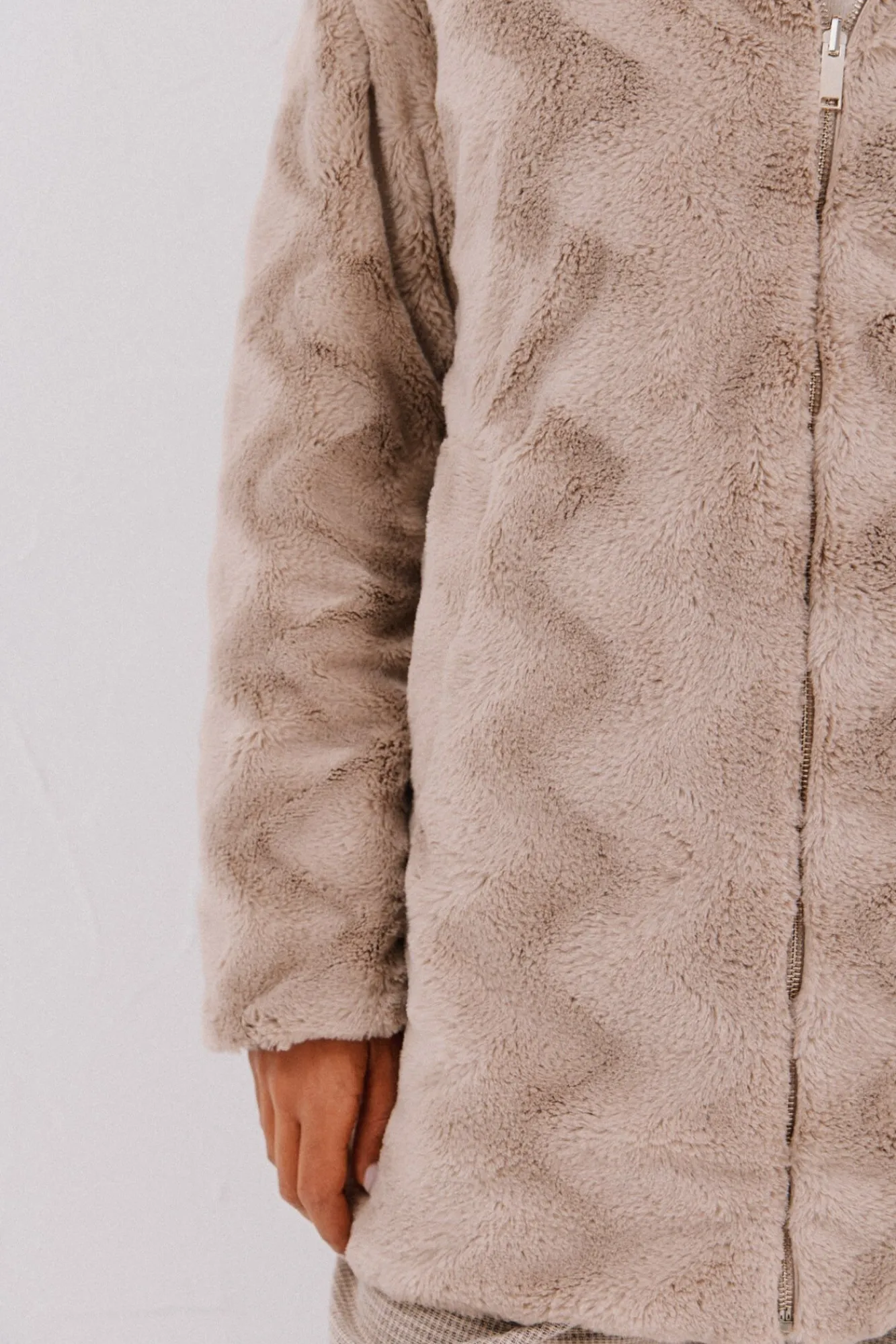 Cortefiel Casacos|Acolchoados E Agasalhos-Anoraque acolchoado reversível com efeito de pele Tostado