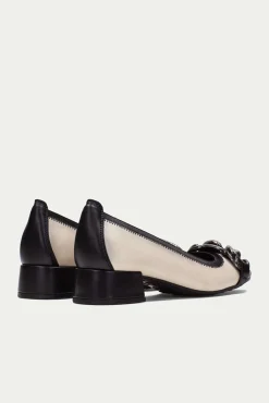 Hispanitas Sabrinas|Saltos-Bailarina bico quadrado com enfeite de corrente OPORTO Preto