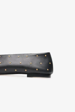 Cortefiel Sabrinas|Calçado De Couro-Bailarina com tachas de couro Preto