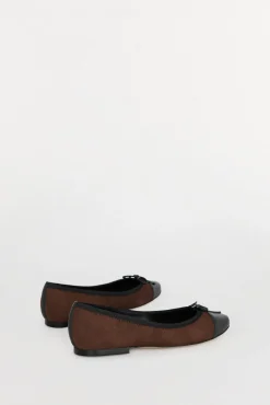 Pedro del Hierro Sabrinas-Bailarina de pele com biqueira de logo Marrom