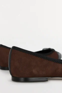 Pedro del Hierro Sabrinas-Bailarina de pele com biqueira de logo Marrom