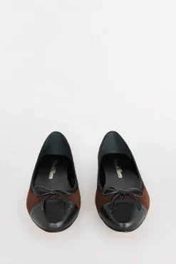 Pedro del Hierro Sabrinas-Bailarina de pele com biqueira de logo Marrom