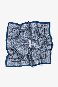 Vilanova Cachecol-Bandana de cetim com estampa paisley Azul