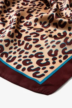 Vilanova Cachecol-Bandana de cetim com estampa de leopardo Castanho