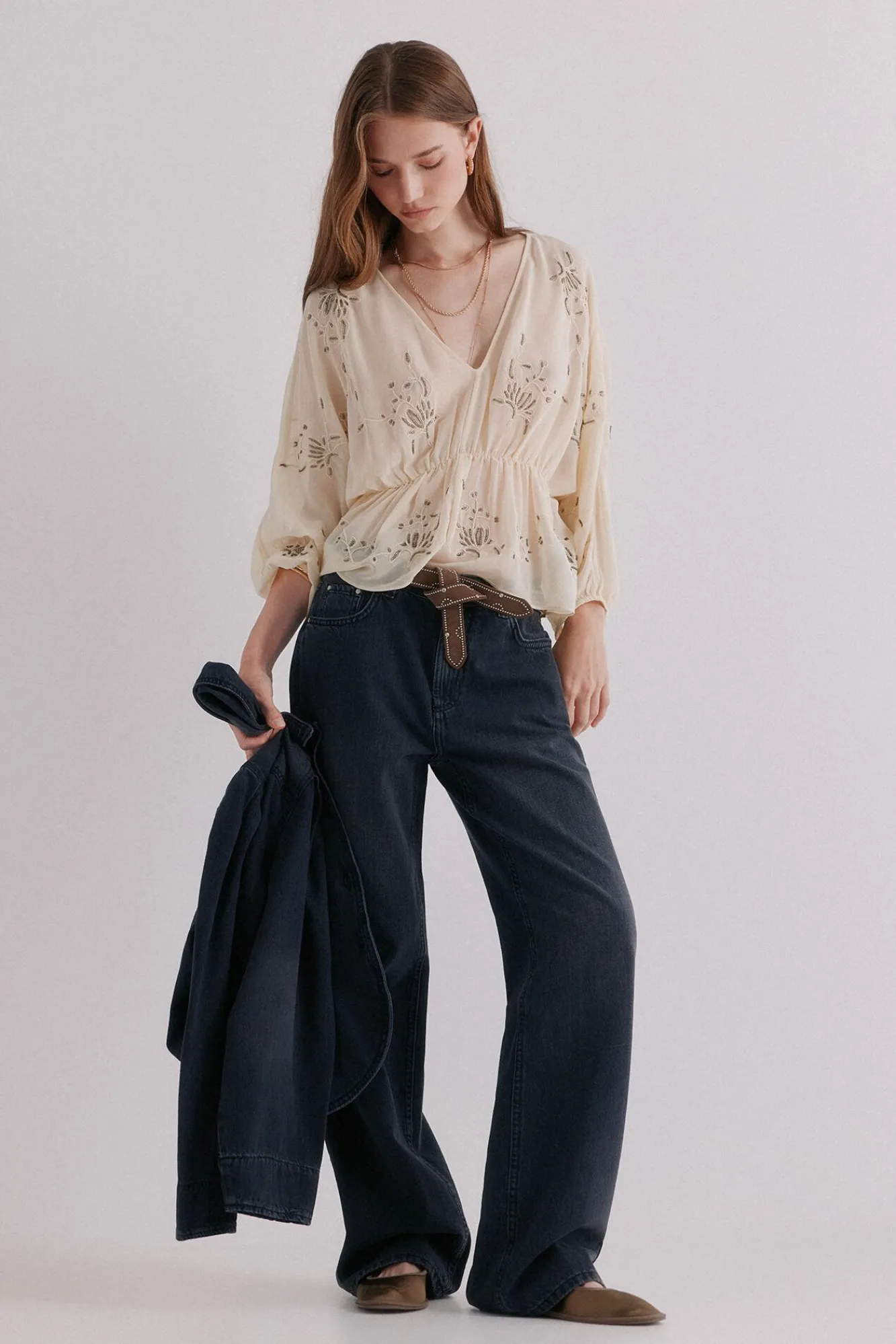 Hoss Intropia Jeans-Beatriz. Calça jeans de corte reto Cinzento