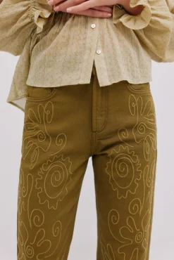 Hoss Intropia Jeans-Berenice. Jeans bordado Verde