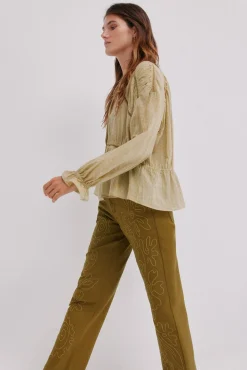 Hoss Intropia Jeans-Berenice. Jeans bordado Verde