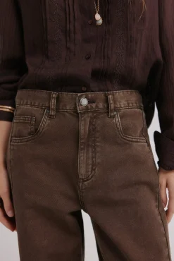 Hoss Intropia Jeans|Calças-Beth. Jeans lavado Castanho