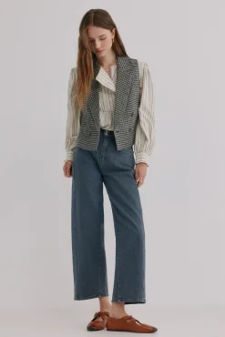 Hoss Intropia Jeans-Bibiana. Calça jeans trespassada Cinzento