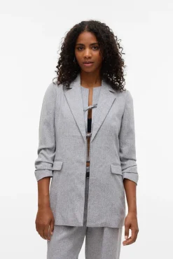 Vero Moda Blazers-Blazer aberto com lapela Cinzento