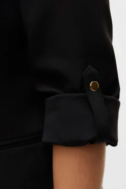 Vero Moda Blazers-Blazer aberto com manga arregaçadas Preto