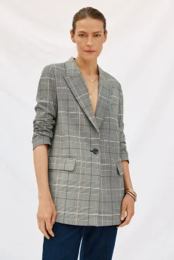Cortefiel Blazers-Blazer aos quadrados Cinzento