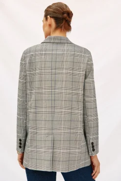 Cortefiel Blazers-Blazer aos quadrados Cinzento