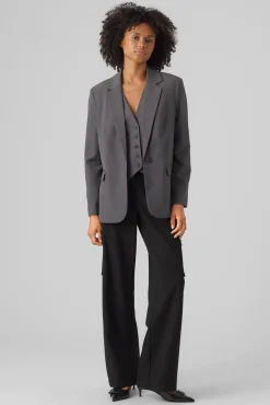 Vero Moda Blazers-Blazer clássico corte reto Cinzento