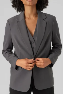 Vero Moda Blazers-Blazer clássico corte reto Cinzento