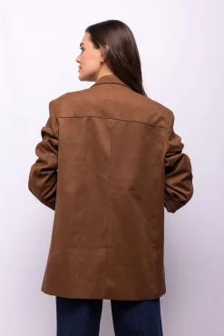 Object Blazers|Sobretudos-Blazer com efeito camurça Castanho