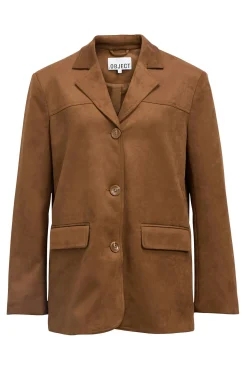 Object Blazers|Sobretudos-Blazer com efeito camurça Castanho