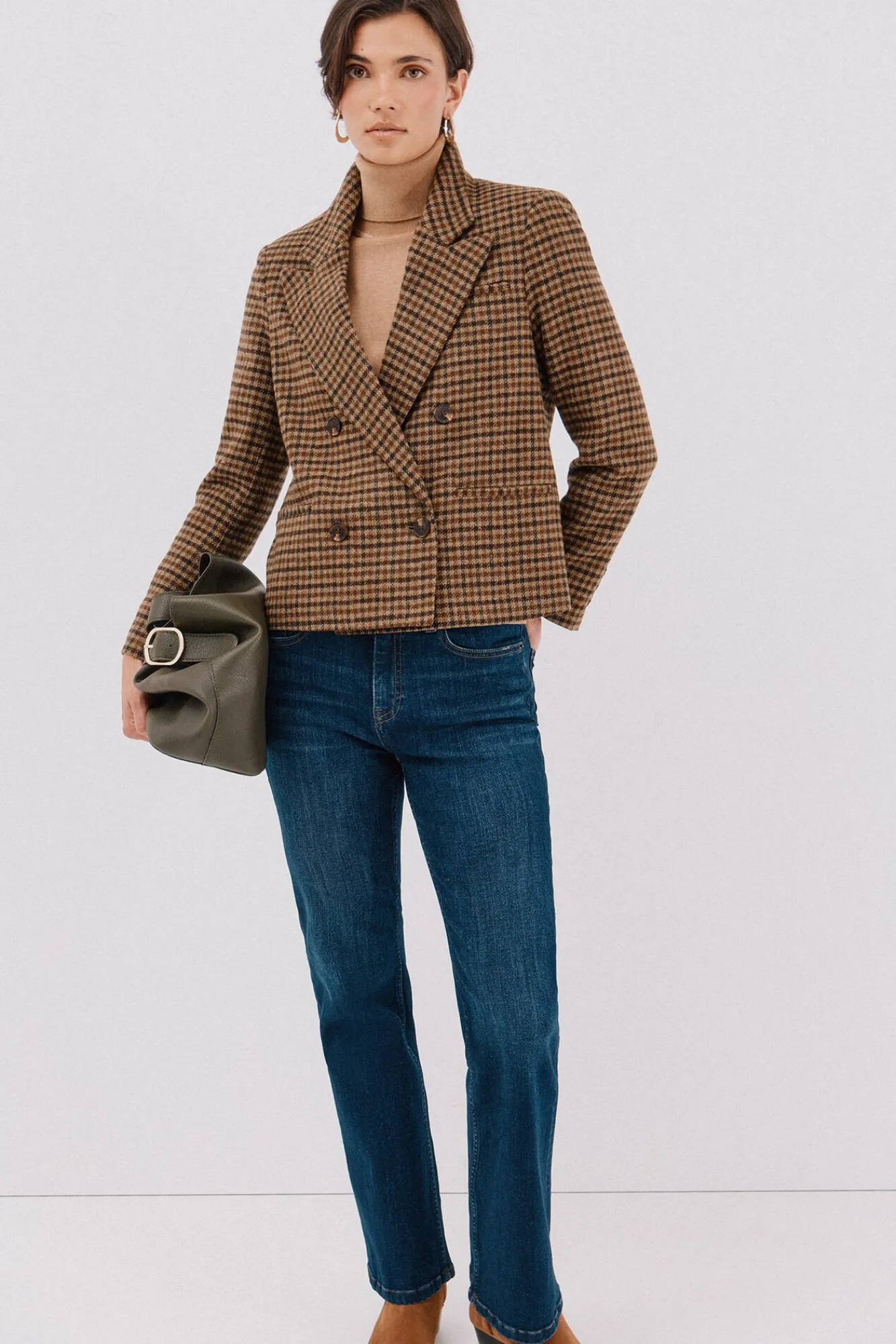 Cortefiel Blazers-Blazer curto Castanho