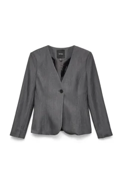 Vero Moda Fatos|Blazers-Blazer de gola comprida com decote em MANGA Cinzento