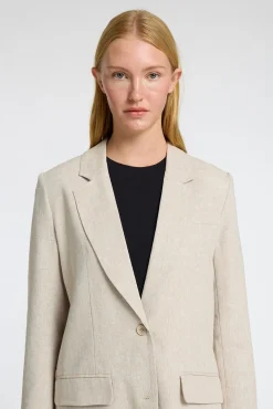 Selected Blazers-Blazer de linho com ajuste relaxado Tostado