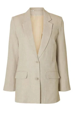 Selected Blazers-Blazer de linho com ajuste relaxado Tostado