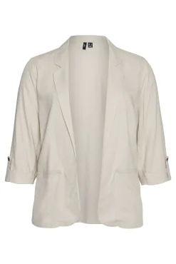 Vero Moda Curve Blazers-Blazer de linho e manga 3/4 (tamanho grande) Cinzento