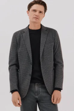 Cortefiel Blazers|Blazers-Blazer de malha pied-de-poule Cinzento