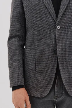 Cortefiel Blazers|Blazers-Blazer de malha pied-de-poule Cinzento