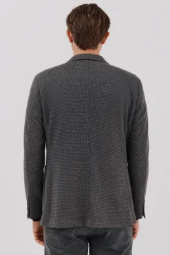 Cortefiel Blazers|Blazers-Blazer de malha pied-de-poule Cinzento