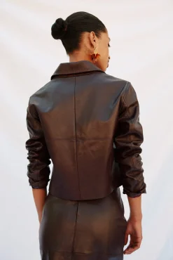 Cortefiel Fatos|Blazers-Blazer de pele Castanho