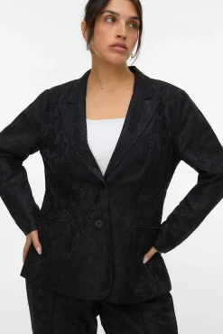 Vero Moda Curve Fatos|Blazers-Blazer de renda plus size Preto