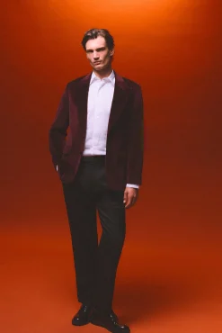 Pedro del Hierro Blazers|Blazers-Blazer de veludo Bordeaux