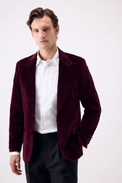 Pedro del Hierro Blazers|Blazers-Blazer de veludo Bordeaux