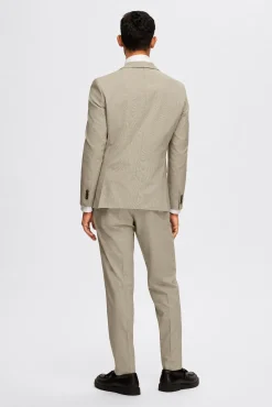 Selected Blazers|Blazers-Blazer de xadrez Slim Fit confecionado com materiais reciclados Tostado