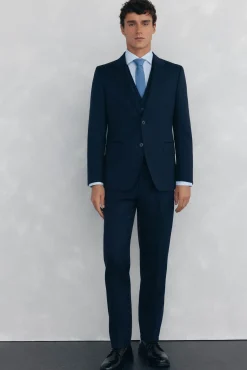 Pedro del Hierro Blazers|Blazers-Blazer estruturado com costas azuis e corte sob medida Azul