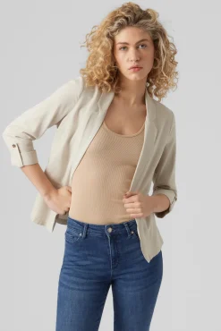 Vero Moda Blazers-Blazer feminino aberto com lapela Tostado