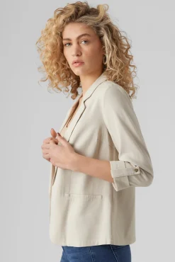 Vero Moda Blazers-Blazer feminino aberto com lapela Tostado