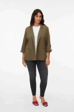 Vero Moda Curve Blazers-Blazer feminino aberto com lapela grande Verde