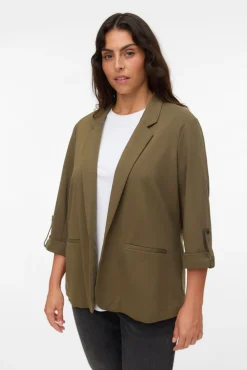 Vero Moda Curve Blazers-Blazer feminino aberto com lapela grande Verde