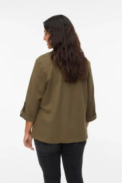 Vero Moda Curve Blazers-Blazer feminino aberto com lapela grande Verde