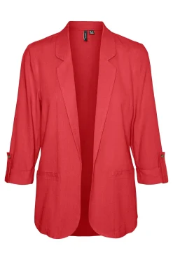 Vero Moda Blazers-Blazer feminino aberto com lapela Vermelho