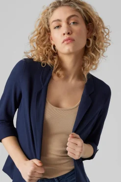 Vero Moda Blazers-Blazer feminino aberto com lapela Azul