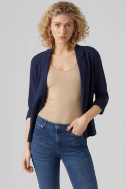 Vero Moda Blazers-Blazer feminino aberto com lapela Azul