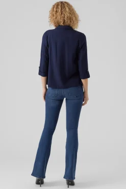 Vero Moda Blazers-Blazer feminino aberto com lapela Azul