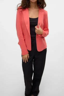 Vero Moda Blazers-Blazer feminino de manga comprida com bolsos Vermelho